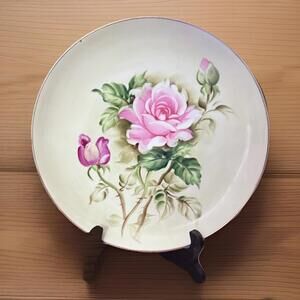 Vintage Plate Norcrest Beautiful Hand Painted Rose Japan 10.25 in.